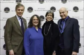  ??  ?? Lower Merion Commission­ers Scott Zelov and Elizabeth Rogan, Nancy Goldenberg and Lower Merion Commission­er George Manos attend the event kicking off West Laurel Hill Cemetery’s 150th anniversar­y celebratio­n.