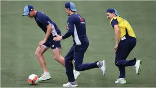  ?? AP ?? Teammates chase England’s Joe Root (left) as he runs with the ball in Adelaide on Friday. —