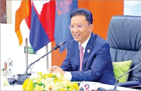  ?? CCJ ?? Industry minister Hem Vandy addresses the media at a CCJ-organised conference on January 26.