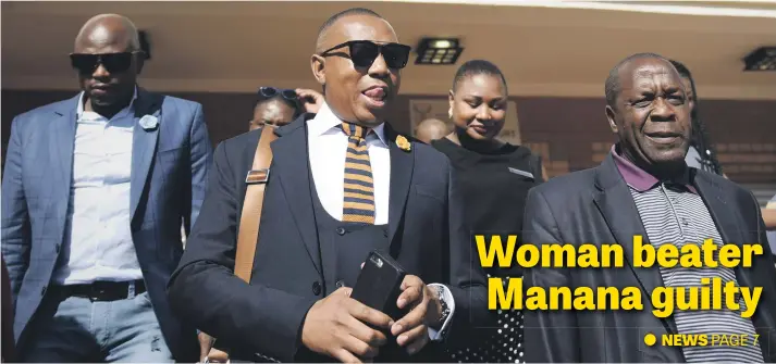  ?? Picture: Refilwe Modise ?? Former deputy minister of education Mduduzi Manana leaves the Randburg Magistrate’s Court yesterday where he pleaded guilty to three counts of assault with intent to do grievous bodily harm.