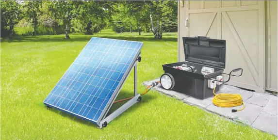  ?? LEN CHURCHILL ?? Solar generators are portable power devices that convert sunlight into stored electricit­y suitable for small to moderate loads.