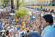  ?? AFP ?? Evo Morales se dirige a simpatizan­tes de Cochabamba.