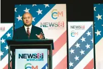  ?? ANTHONY QUINN/AP ?? Rob Hotaling, a gubernator­ial candidate who ran on the Connecticu­t Independen­t Party ticket, speaks during a debate with Republican challenger Bob Stefanowsk­i and Democratic Gov. Ned Lamont on Nov. 1 in Uncasville, in this photo provided by WTNH.