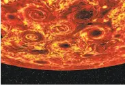  ?? AFP / Getty Images ?? Jupiter's South Pole in a mosaic of images. Its gassy atmosphere stretches some 1,865 miles deep.