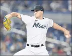  ?? WILFREDO LEE – THE ASSOCIATED PRESS ?? Marlins rookie Trevor Rogers allowed two runs in five innings against the Dodgers on Monday.