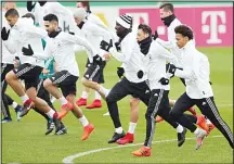  ??  ?? Players jog during a training session of the German national soccer team in Berlin, Germany on Nov 9. Germany will face the team of England for a
friendly soccer match in London on Nov 10. (AP)