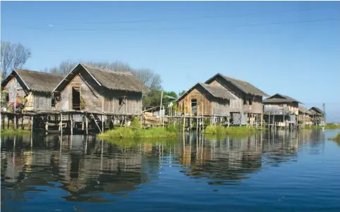  ?? (Wikimedia Commons) ?? STILT HOUSES are perched along Inle Lake in central Myanmar.