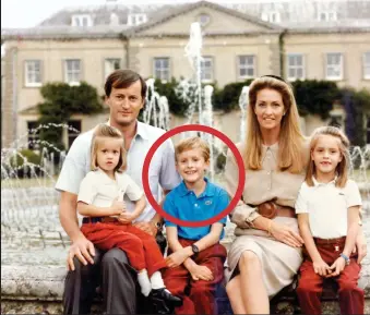  ??  ?? Family ties: Nicholas Knatchbull (circled) with his parents and sisters Leonora, left, who died aged five, and Alexandra. Right: His parents, Earl and Countess Mountbatte­n, at the funeral of Nicholas’s grandmothe­r this week