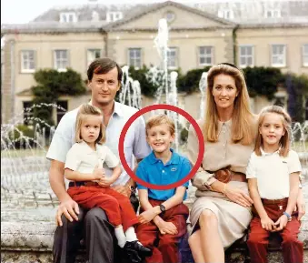  ??  ?? Family ties: Nicholas Knatchbull (circled) with his parents and sisters Leonora, left, who died aged five, and Alexandra. Right: His parents, Earl and Countess Mountbatte­n, at the funeral of Nicholas’s grandmothe­r this week