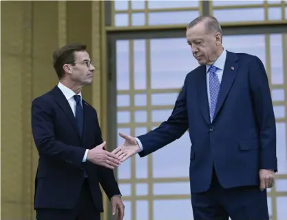  ?? BILD: HENRIK MONTGOMERY ?? Statsminis­ter Ulf Kristersso­n (M) träffade Turkiets president Recep Tayyip Erdogan i Ankara i november förra året.