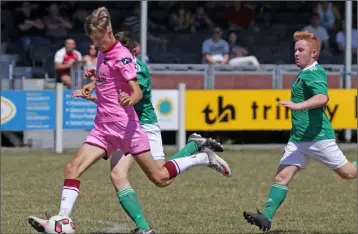  ??  ?? Tyler Dunphy in attacking mode for Wexford against Cork City on Sunday.