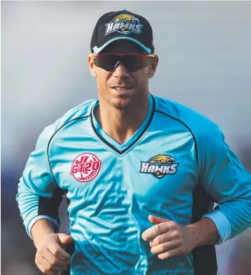  ?? Picture: AFP ?? LIGHTER IN POCKET: David Warner playing with the Winnipeg Hawks runs to the boundary during a Global T20 Canada match.