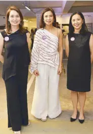  ??  ?? Art Fair Philippine­s founders Lisa Periquet, Trickie Lopa and Dindin Araneta.