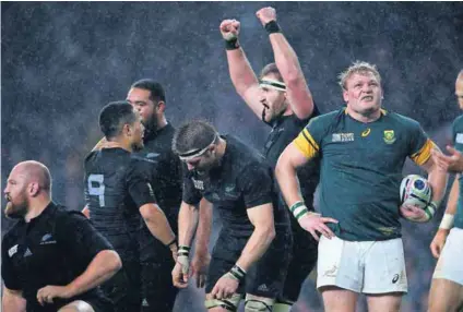  ?? Photo: Paul Gilham/Getty Images ?? Same again in 2019? The All Blacks celebrate winning the 2015 Rugby World Cup semifinal match against the Springboks. The two teams will meet in the pool stage of the 2019 World Cup.