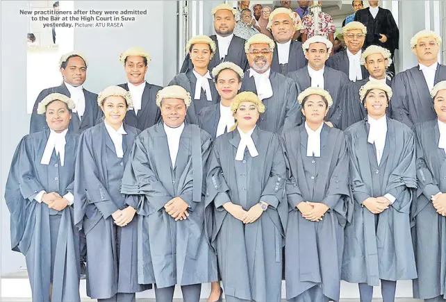  ?? Picture: ATU RASEA ?? New practition­ers after they were admitted to the Bar at the High Court in Suva yesterday.