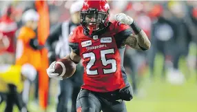  ?? GAVIN YOUNG ?? Running back Don Jackson and the Calgary Stampeders showed their muscle Sunday, getting an early lead and never giving it up en route to a Grey Cup victory.