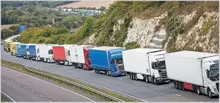  ?? PA ?? Motorway stack: Lorries queue on A20 near Dover after police operation