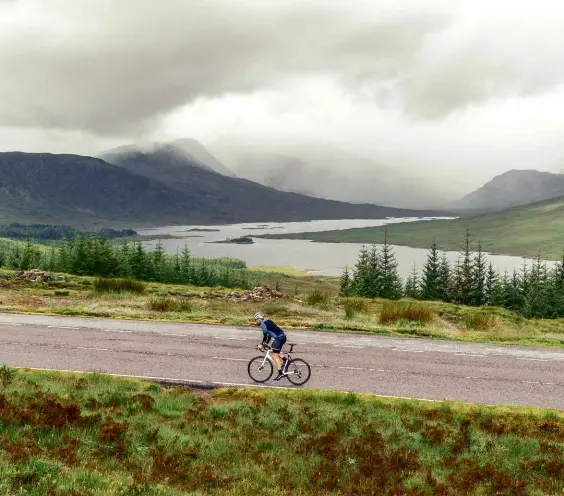  ??  ?? Above: The road points upwards as it tracks Loch Loyne, 50km into the route