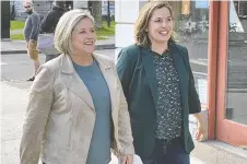  ?? PETER HENDRA ?? Ontario New Democratic Party Leader Andrea Horwath, left, joins Kingston and the Islands candidate Mary Rita Holland at a meet and greet at Kingston's Stone City Ales on Tuesday afternoon.