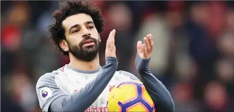  ??  ?? MAN ON A MISSION . . . Mohamed Salah carries the hopes of the Liverpool family in their quest for Champions League glory