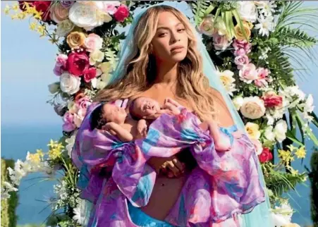  ??  ?? Beyonce is pictured with her twins Rumi and Sir in a photo she shared on Instagram in June last year.