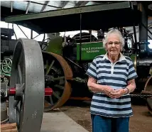  ?? PHOTO: MURRAY WILSON / STUFF ?? Esma Stevenson among the big units at the Tokomaru Steam Engine Museum.