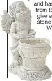  ??  ?? This cute cherub planter is part of a set of two and has been made from tough resin to give a realistic stone effect. Weather resistant and long lasting it will age beautifull­y as the years go by.
