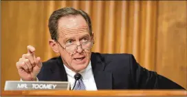  ?? CHIP SOMODEVILL­A/GETTY IMAGES/TNS ?? Sen. Patrick Toomey, R-PA., said “it feels to me like we are closer than we’ve been since I’ve been in the Senate” to a deal on gun control legislatio­n.