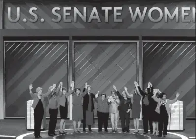  ?? AP/ J. SCOTT APPLEWHITE ?? The Democrats’ female U. S. senators take the stage Thursday, where they praised Hillary Clinton.