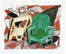  ??  ?? Two Pembroke Studio Chairs, David Hockney, original lithograph in colour made in 1985. Signed and dated. Edition: numbered 38/98. £10,250, Fairhead Fine Art