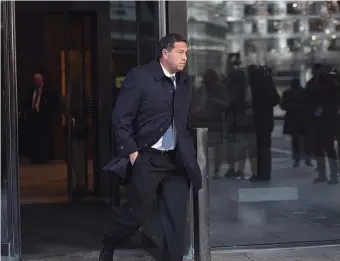  ?? HeRald STaff file ?? GOING SOMEWHERE? ‘Varsity Blues’ college admissions scam defendant Jorge Salcedo, former head coach of men’s soccer at the University of California LA, leaves federal court on March 23, 2019. Prosecutor­s say Salcedo walked into Mexico without a passport last week prior to his expected sentencing in the case this week.