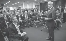  ??  ?? Attorney General Jeff Sessions outlines Trump administra­tion policies Monday as he speaks to new immigratio­n judges in Falls Church, Va. J. SCOTT APPLEWHITE/AP