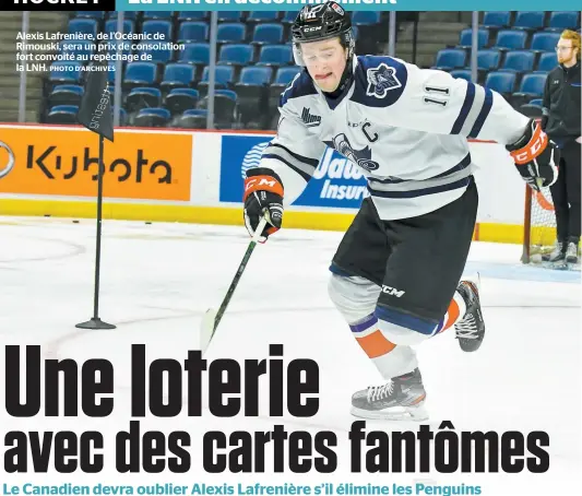  ??  ?? Alexis Lafrenière, de l’océanic de Rimouski, sera un prix de consolatio­n fort convoité au repêchage de la LNH. PHOTO D’ARCHIVES