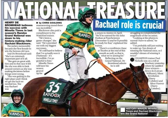  ?? ?? HISTORY MAKER: Minella Times and Rachael Blackmore win the Grand National