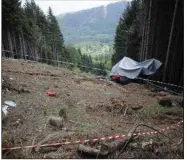  ?? (AP) ?? A May photo shows a wrecked cable car collapsed near the summit of the Stresa-Mottarone line in the Piedmont region, northern Italy.