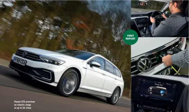  ??  ?? Passat GTE promises an electric range of up to 34 miles