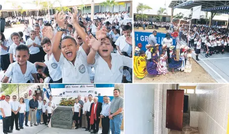  ??  ?? El presidente Jorge Faraj entregó la obra que consiste en 20 sanitarios con sus respectivo­s lavamanos y la cancha multiusos de 600 metros cuadrados. Se pintó el edificio. Los alumnos realizaron un acto cultural en agradecimi­ento.