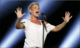  ?? ASSOCIATED PRESS FILE ?? Pink performs “Wild Hearts Can’t Be Broken” at the 60th annual Grammy Awards at Madison Square Garden in New York.