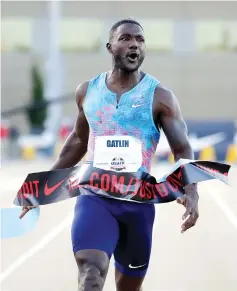  ??  ?? Justin Gatlin celebrates as he win the Men’s 100 Meter Final during Day 2 of the 2017 USA Track & Field Championsh­ips at Hornet Stadium on June 23, 2017 in Sacramento, California. - AFP photo