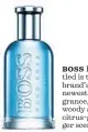  ??  ?? BOSS Bottled is the brand’s newest fragrance, a woody and citrus-ginger scent.