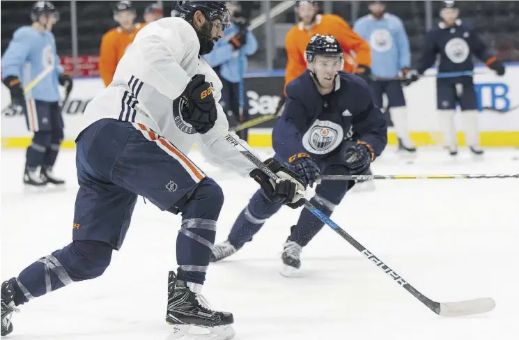  ?? IAN KUCERAK ?? Edmonton Oilers winger Jujhar Khaira has evolved into an impact player over the last dozen games or so skating on a line with Leon Draisaitl and Ryan Strome.