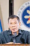  ?? KING RODRIGUEZ/EFE ?? Duterte. Presidente filipino: autoritari­smo em alta