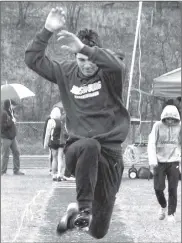  ?? Photo by Marsha Lehman ?? Freshman Brennan Rupprecht won the long jump and finished second in the triple jump at Tuesday's 100-49 home win over DuBois Central Catholic.