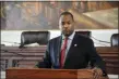  ?? TRENTONIAN FILE PHOTO ?? Trenton Councilman Jerell Blakeley speaks at a press conference called Thursday to discuss the Princetel deal that seems to have fallen through.