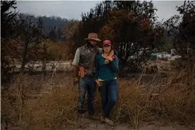  ?? Photograph: Rachel Bujalski/The Guardian ?? Cole and Verónica Mazariegos-Anastassio­u on Cascade ranch.