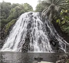  ??  ?? The Kepirohi Waterfall located near the ancient city of Nan Madol in Pohnpei.