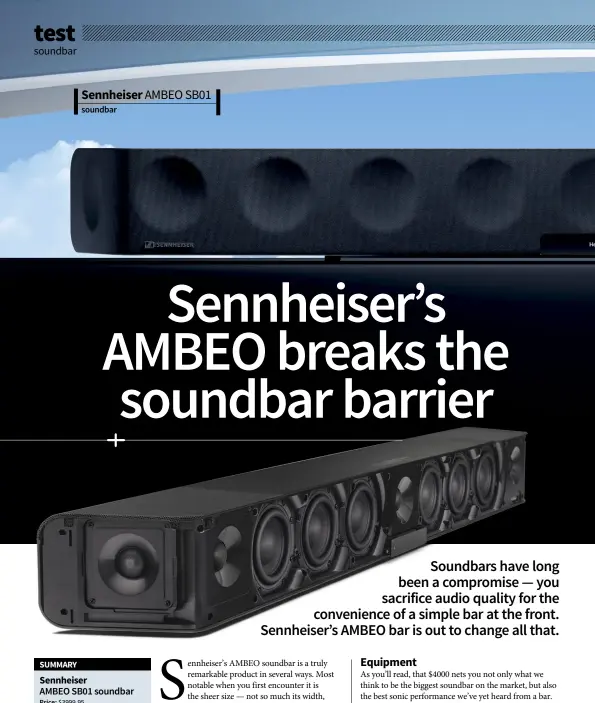  ??  ?? Sennheiser AMBEO SB01 soundbar