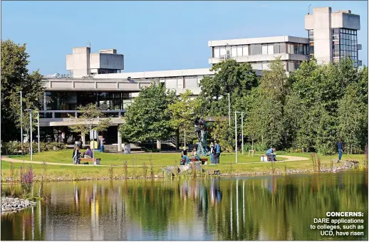  ?? ?? CONCERNS: DARE applicatio­ns to colleges, such as UCD, have risen