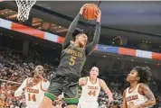  ?? Rod Aydelotte/Associated Press ?? Baylor’s Darrianna Littlepage-Buggs pulls down one of her 13 rebounds to go with a 19-point night.