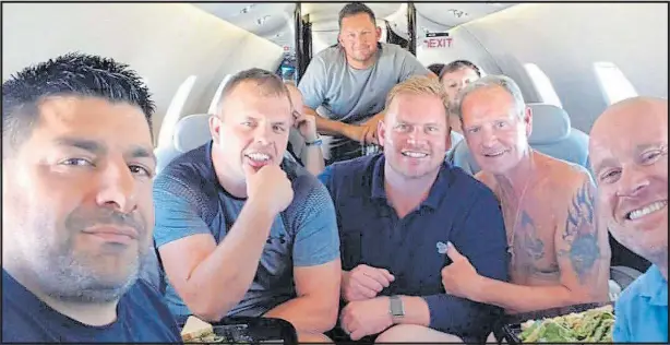  ??  ?? HOWAY THE LAD: 1990 World Cup semi-finalist Paul Gascoigne on flight to Russia yesterday to lend support to Gareth Southgate and the team